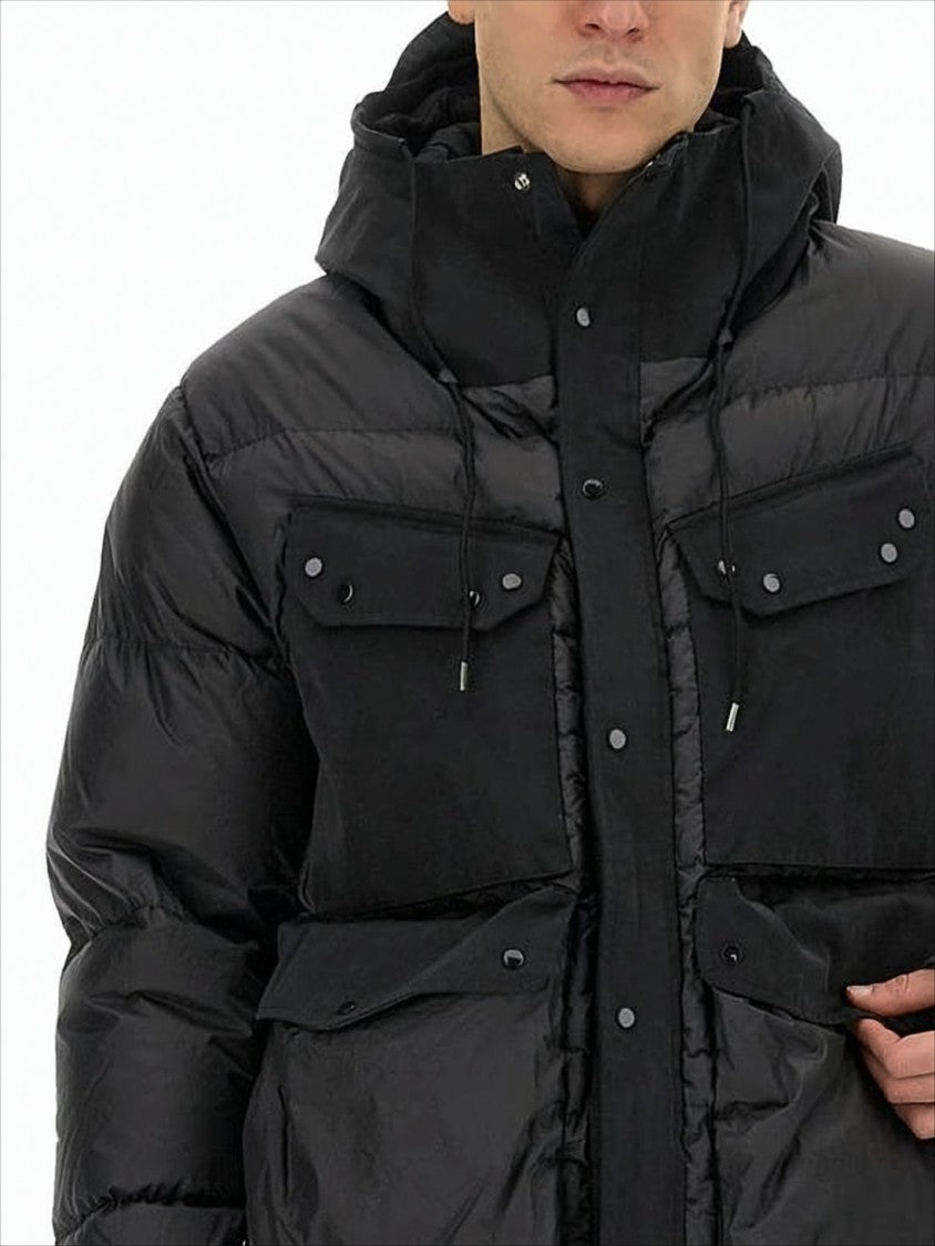 Ten C Quilted Black Down Jacket With Adjustable Hood