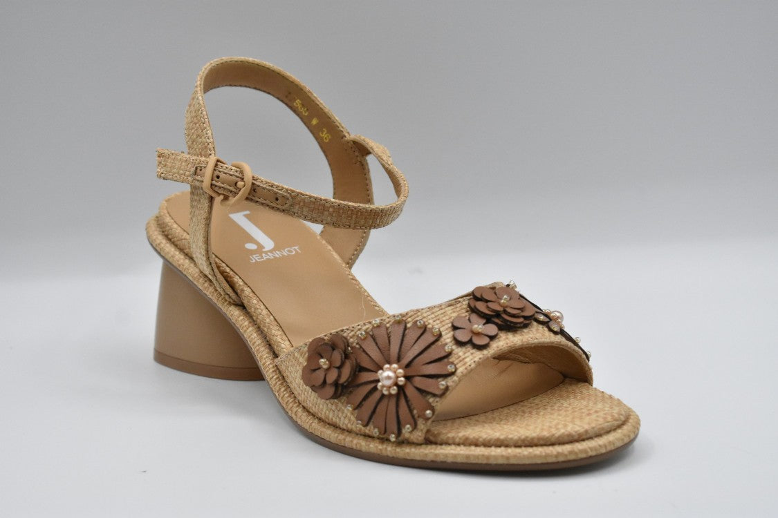 Jeannot Beige Lace-Up Shoes With Floral Design