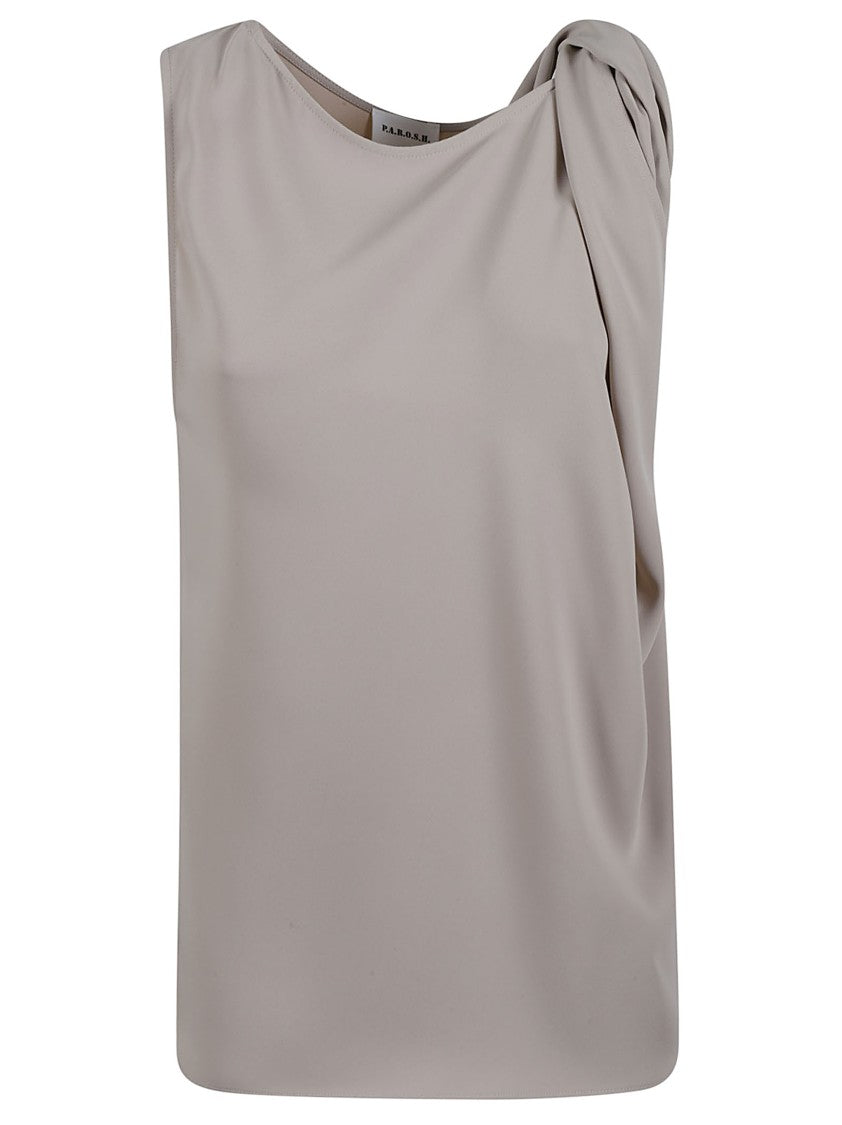 P.A.R.O.S.H. Single Shoulder Drape Top With Flowy Silhouette