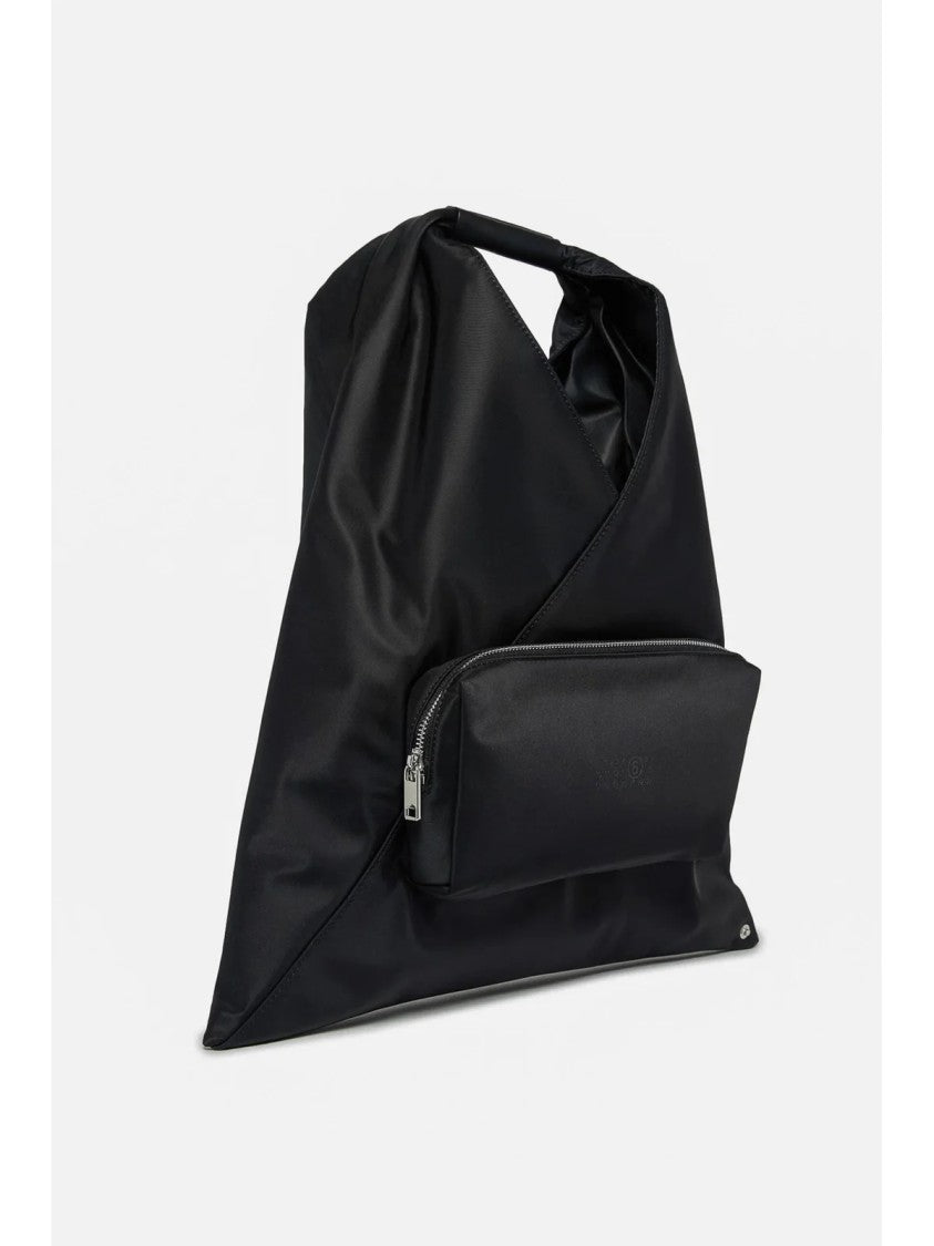 Mm6 By Maison Margiela Black Tabi Satin Clip Closure Shoulder Bag