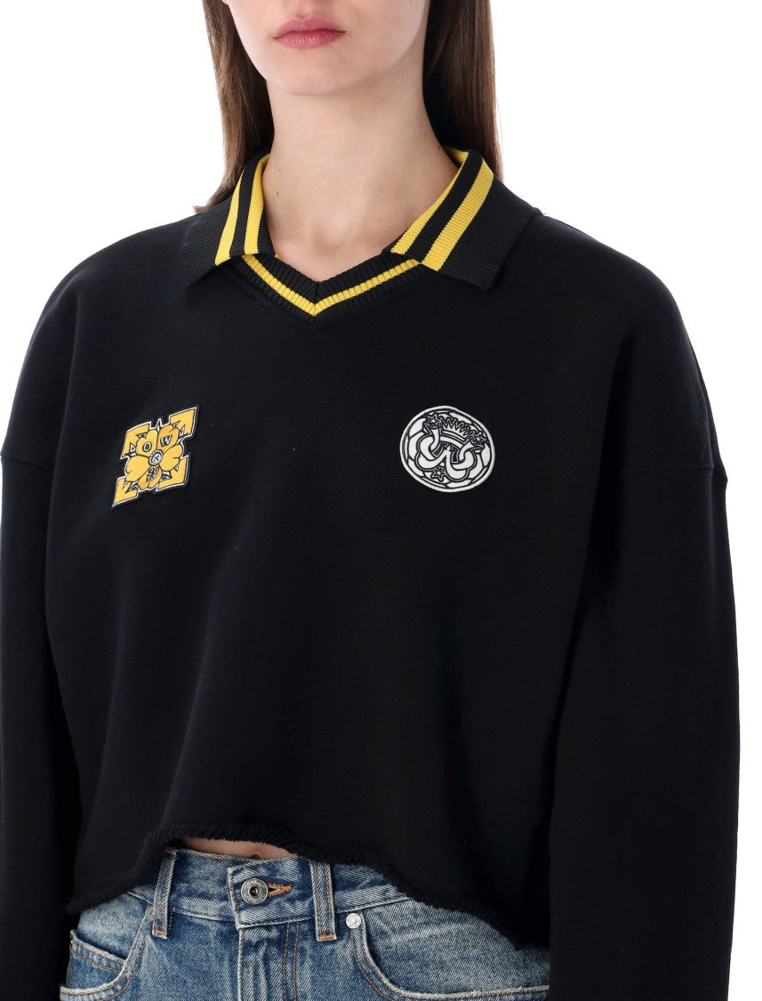 Off-White Cropped Polo Fleece Logo Top