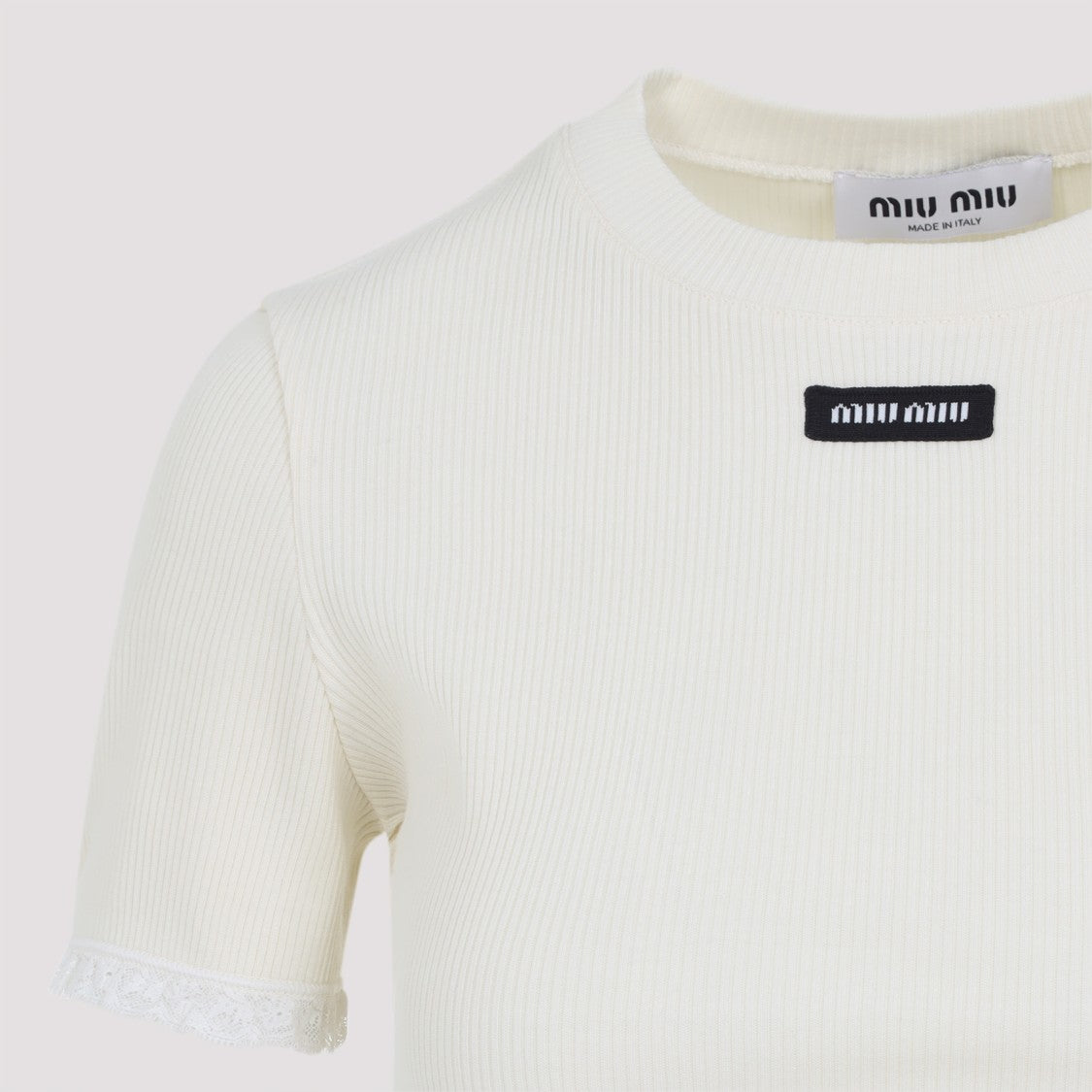 Miu Miu Ivory Cotton T-Shirt