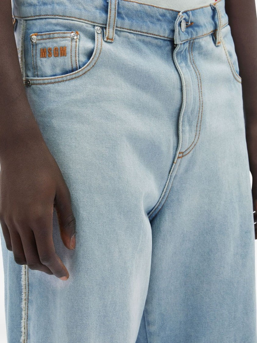 Msgm Wide-Leg Washed Denim Jeans