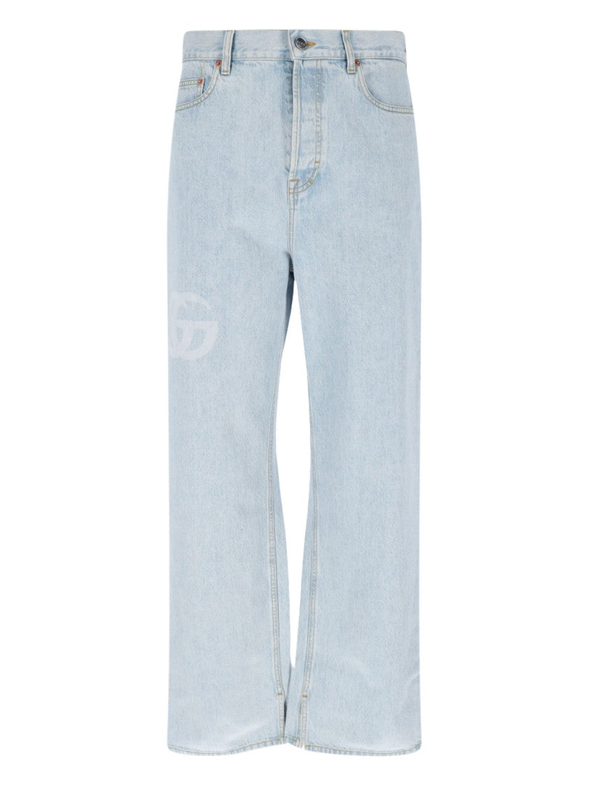 Gucci Double G Wide-Leg Jeans – Light Blue