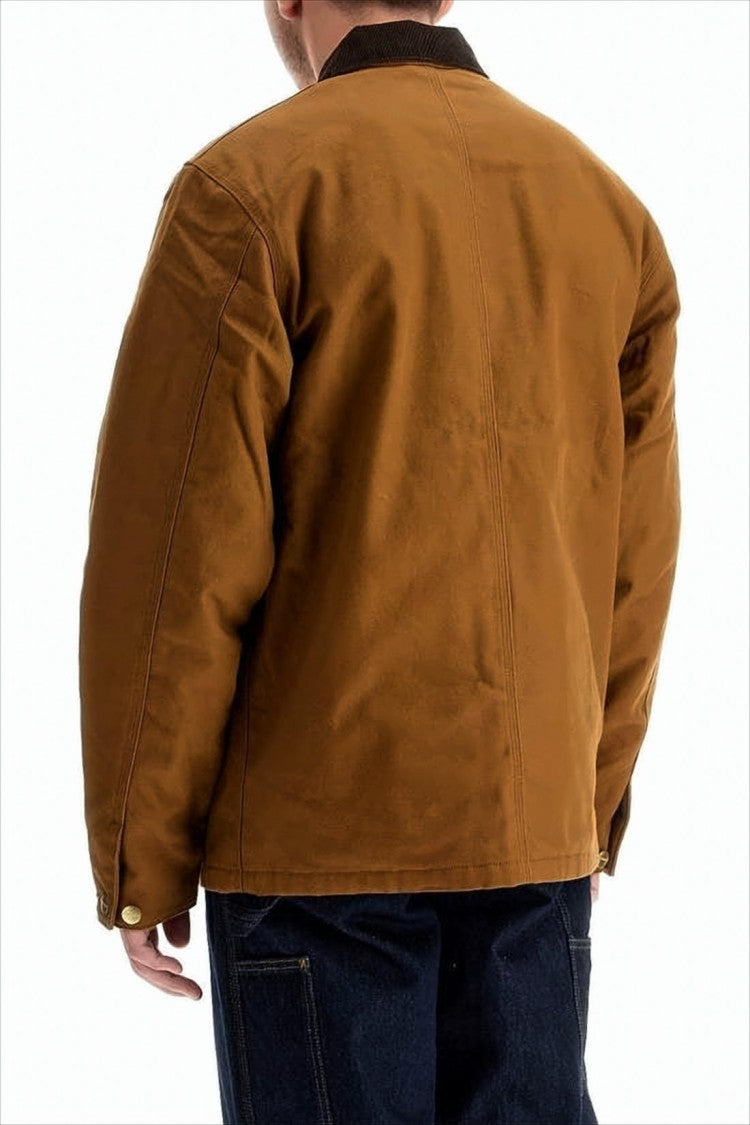 Carhartt Wip Workwear-Inspired Brown Cotton Jacket With Corduroy Collar