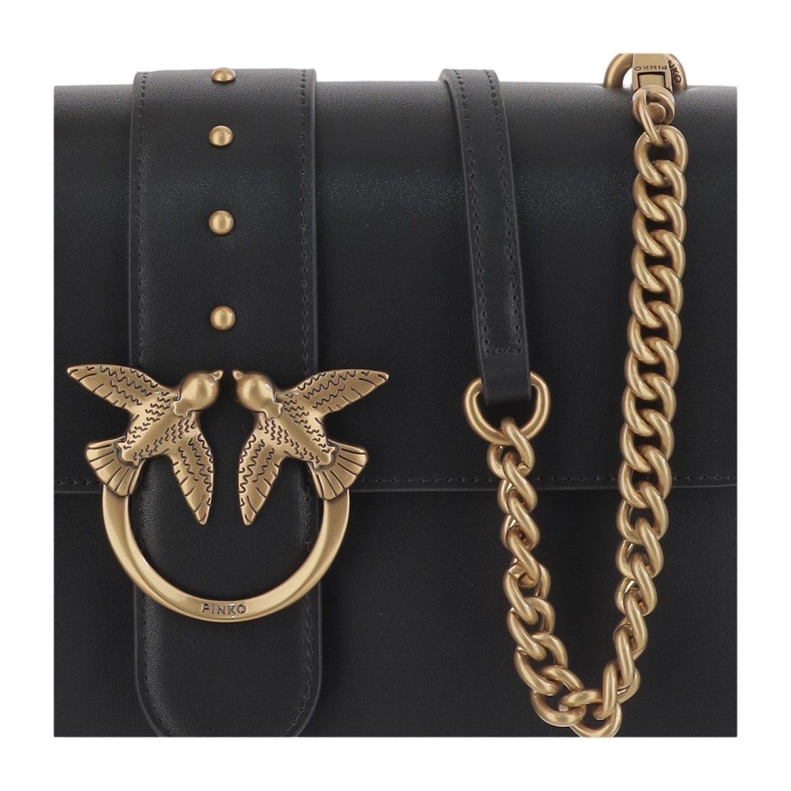 Pinko Black Love One Classic Leather Shoulder Bag