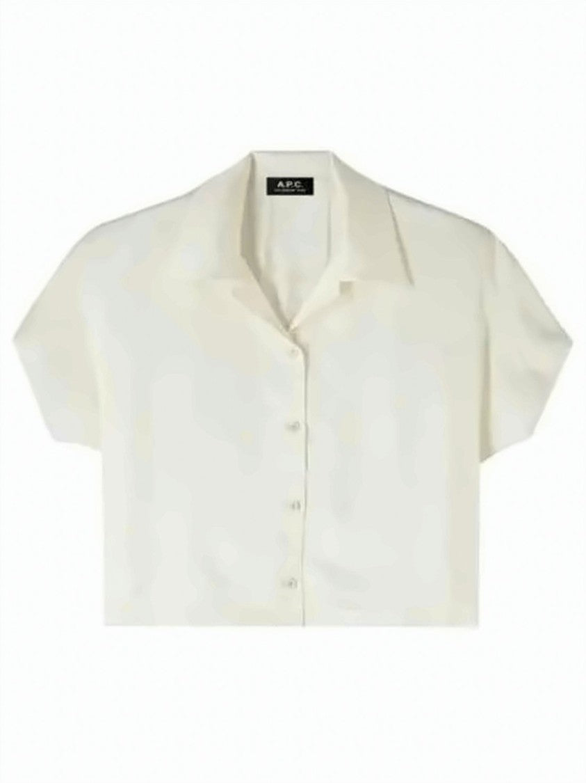 A.P.C. Classic White Short-Sleeved Blouse With Design