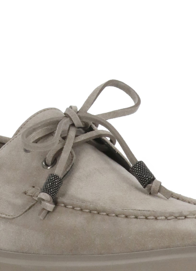 Brunello Cucinelli Brown Suede Leather Loafers