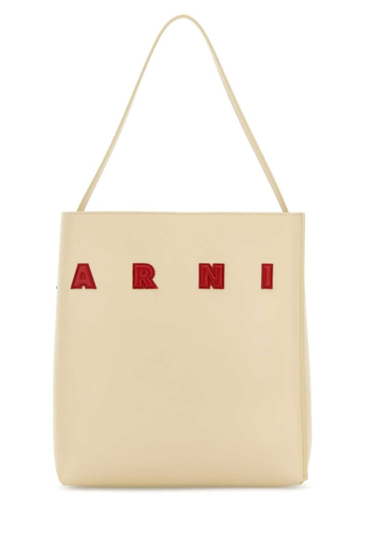 Marni Ivory Leather Medium Museo Shoulder Bag