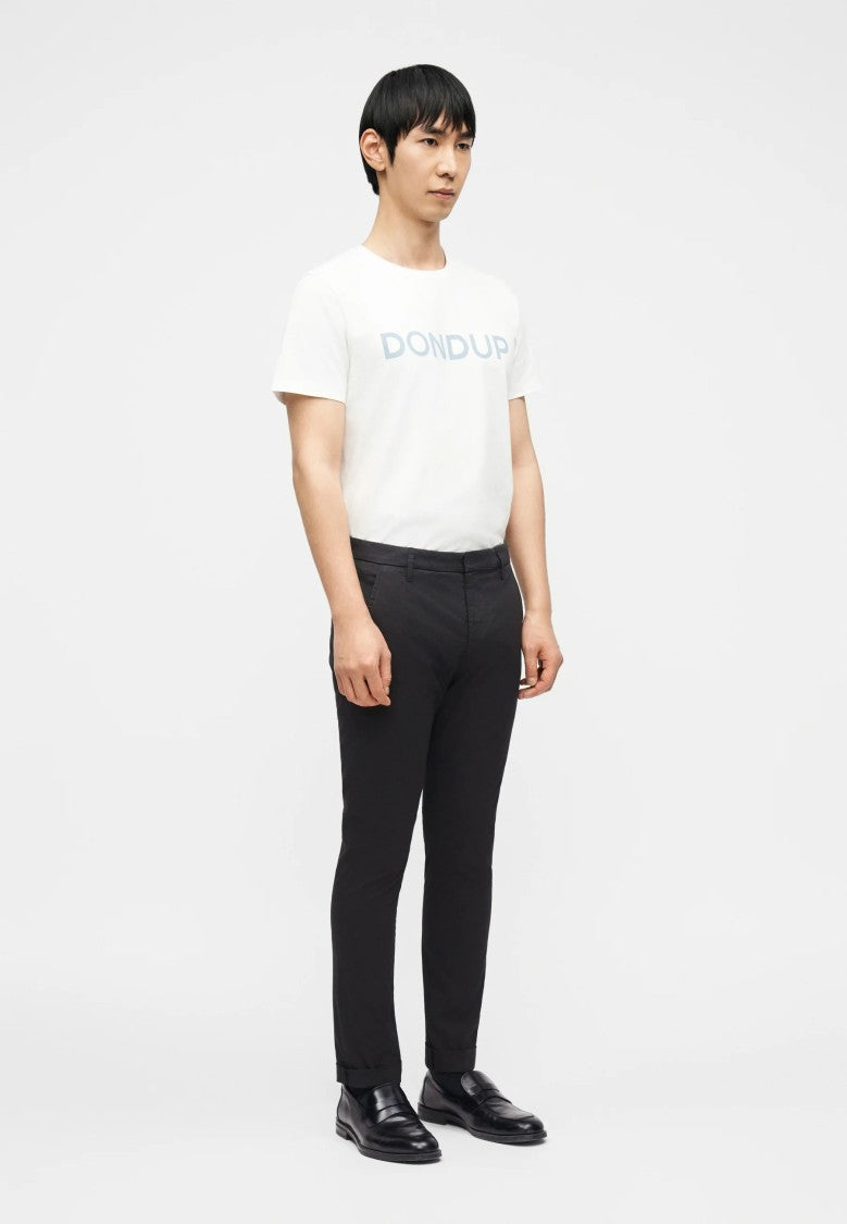 Dondup Solid Black Gaubert Slim Silhouette Trousers