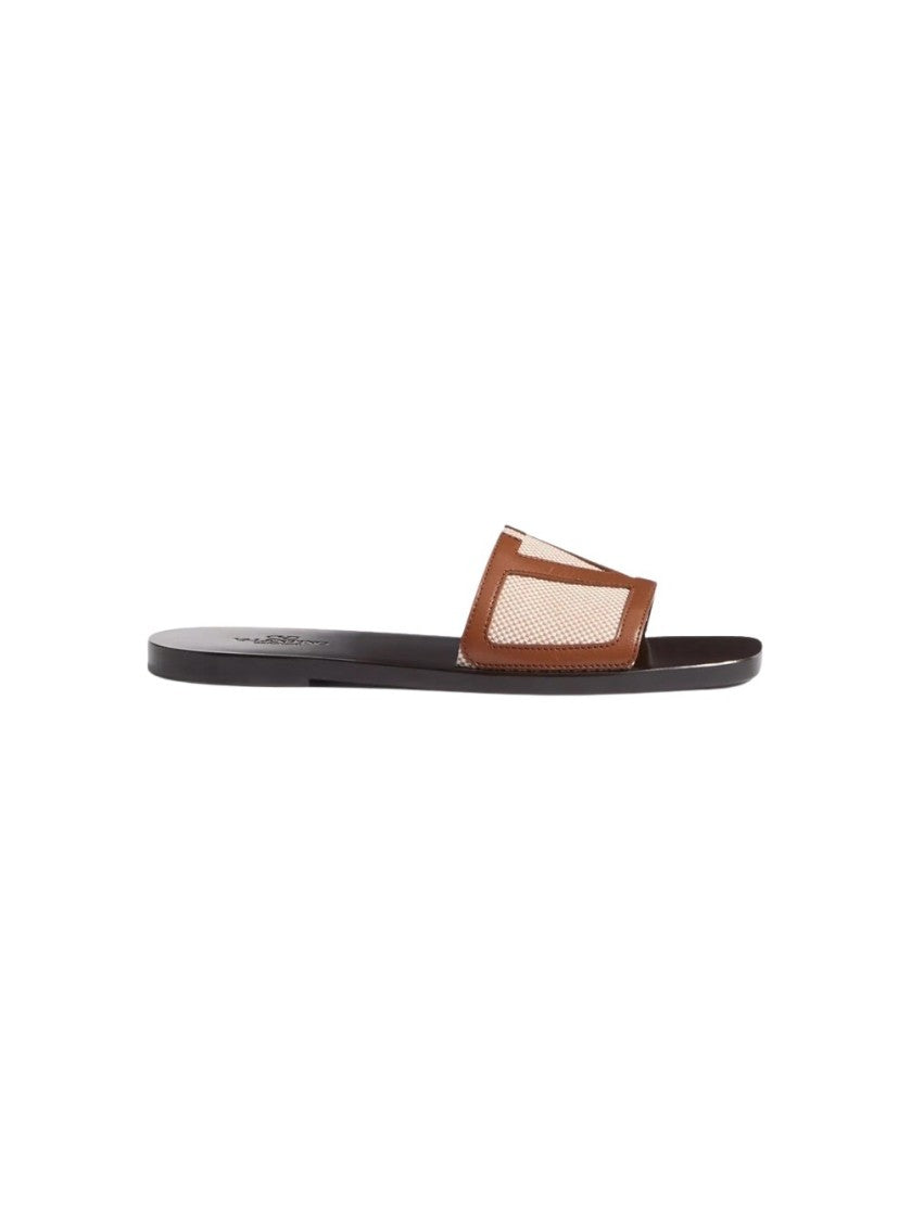 Valentino Viva Superstar Slide Sandal Natural And Tobacco
