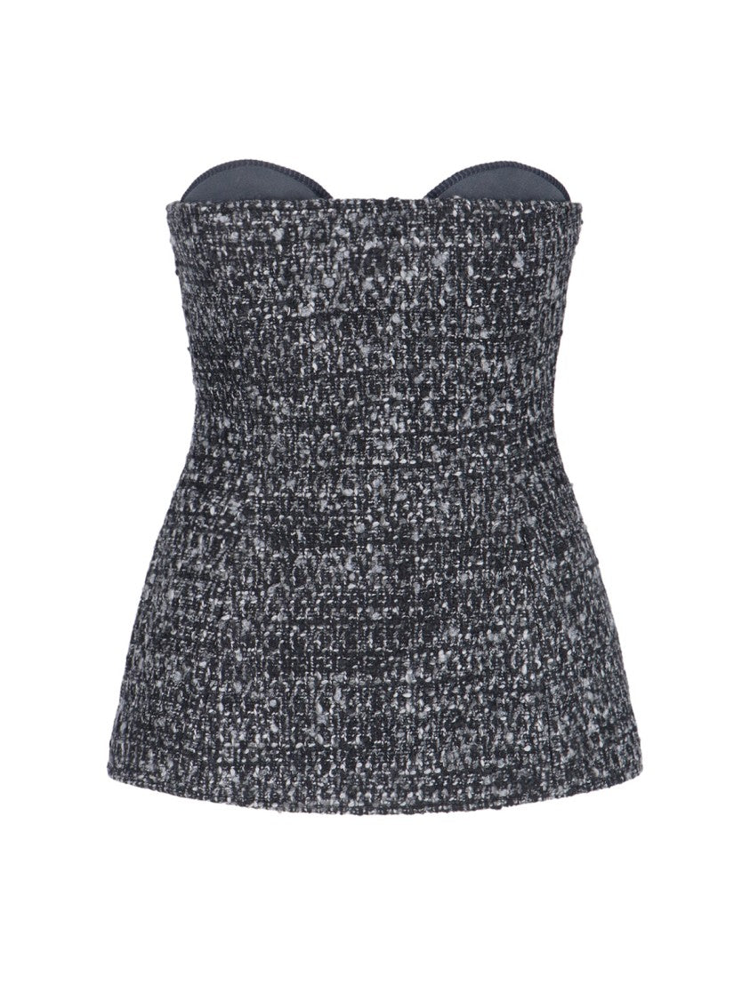 Diesel Fitted Strapless Top With Textured Boucle