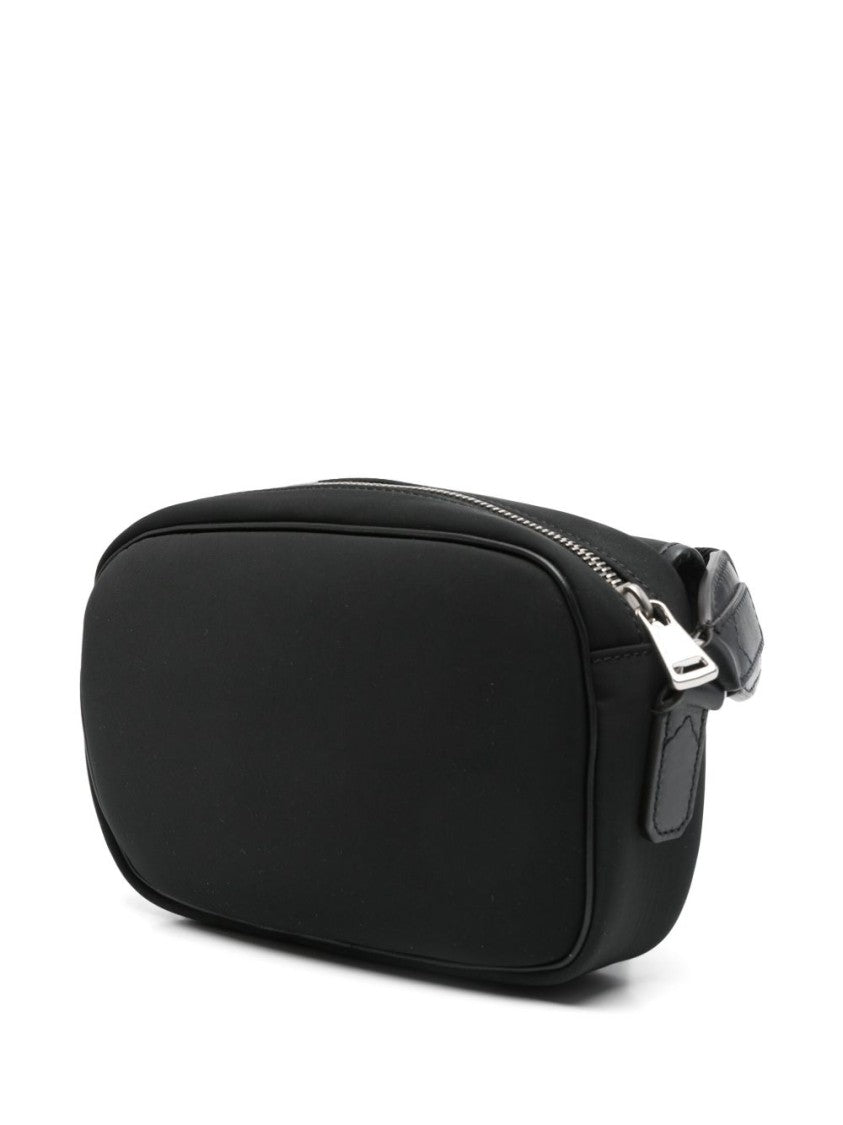 Moncler Structured Black Shoulder Bag With Metallic Clasp