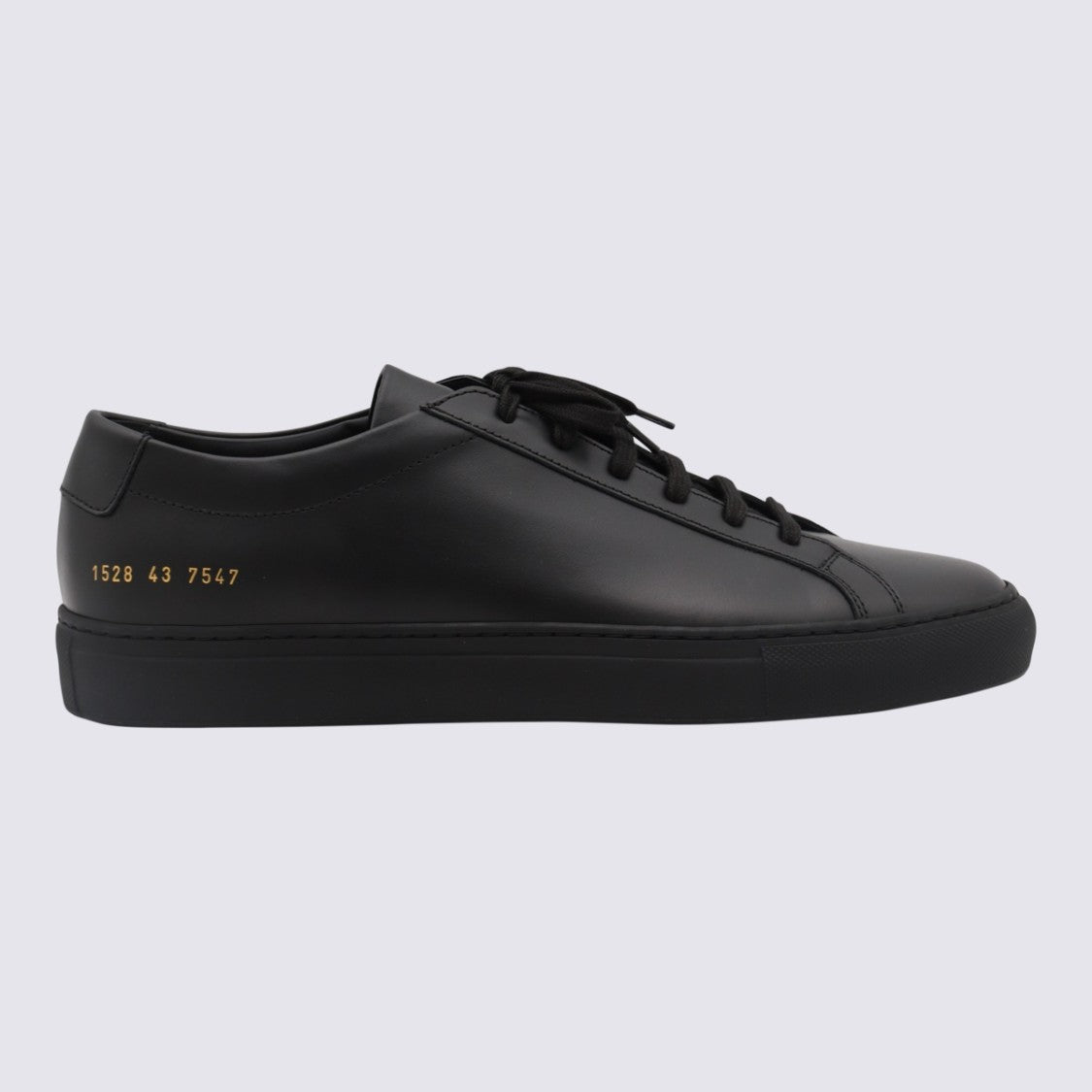 Common Projects Minimalist Black Leather Sneakers With Gold Detailing