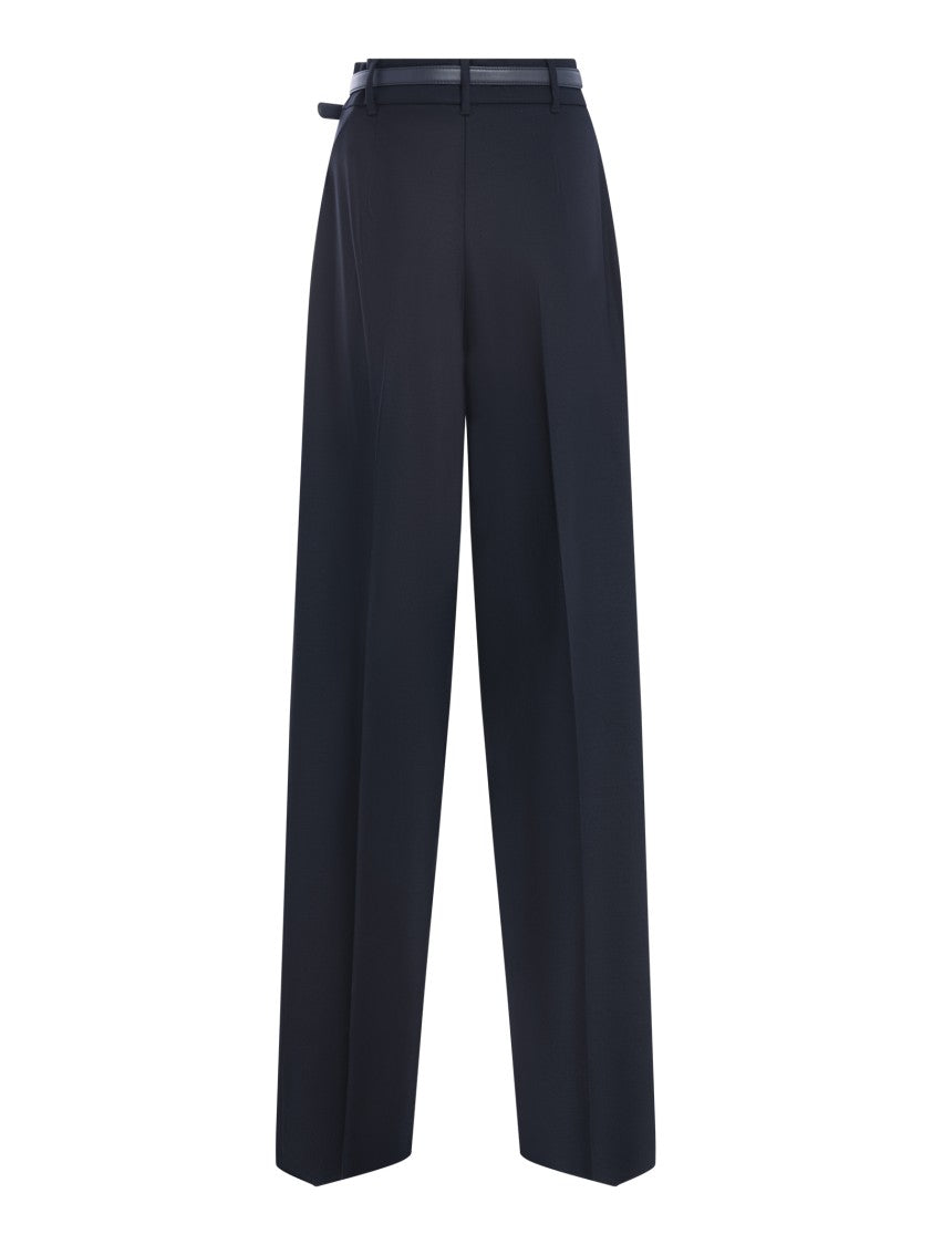 Max Mara Tailored Blue Stretch Wool Twill Trousers