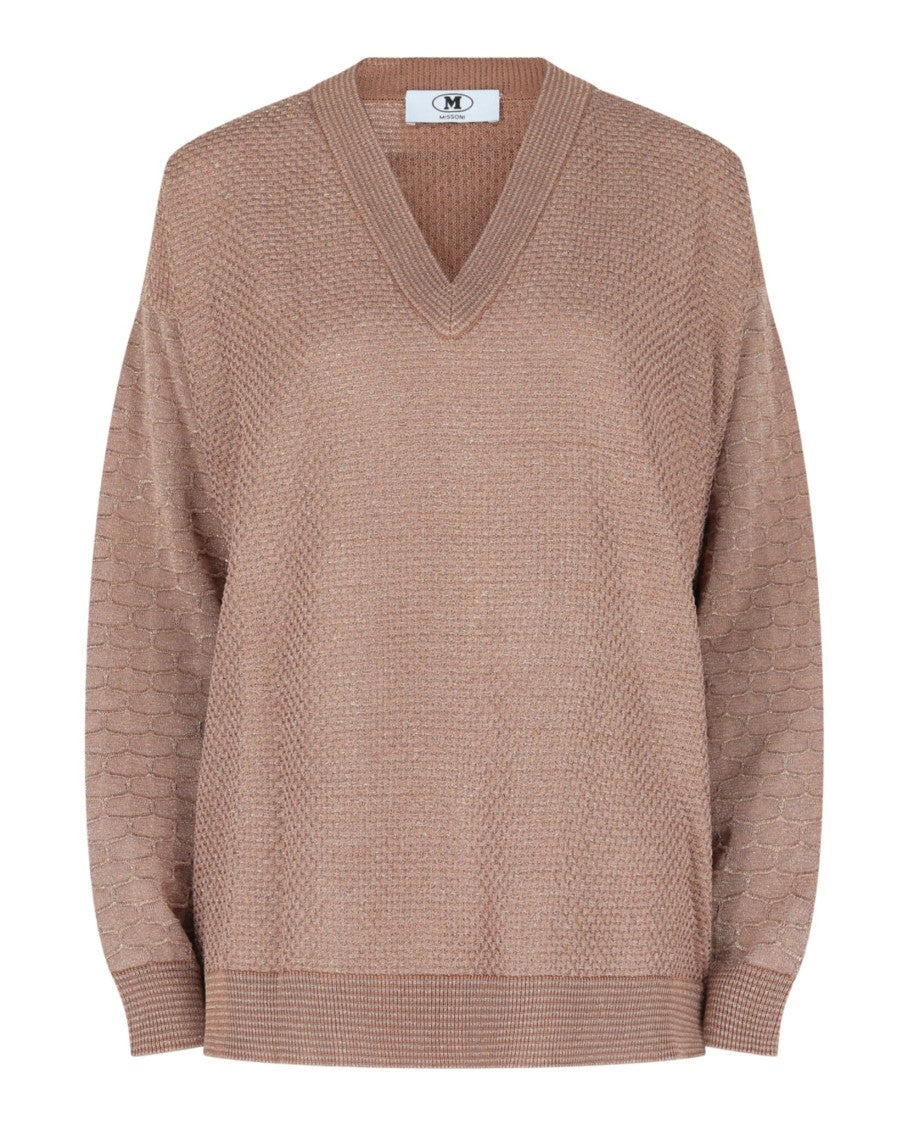 M Missoni Textured Oversized Lamé Sweater With Subtle Honeycomb Design