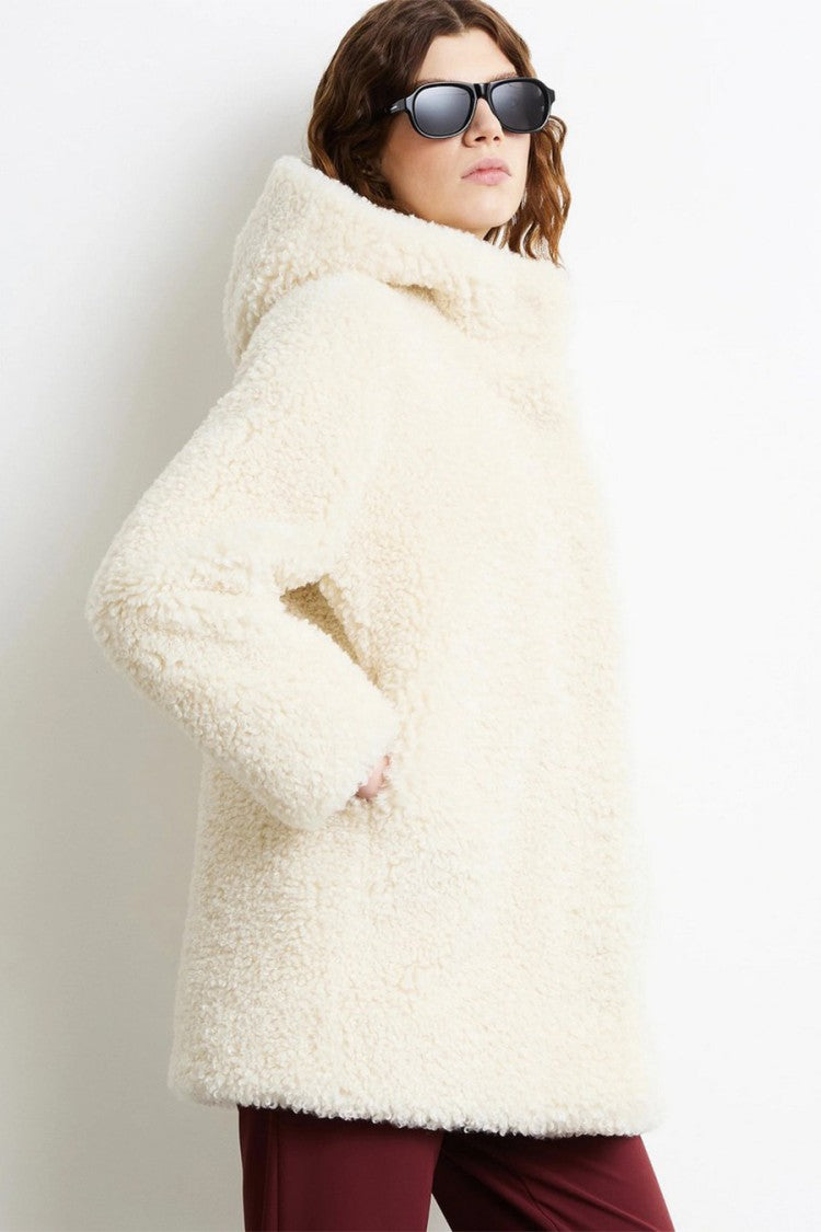 Rrd Cream Curly-Pile Hooded Jacket
