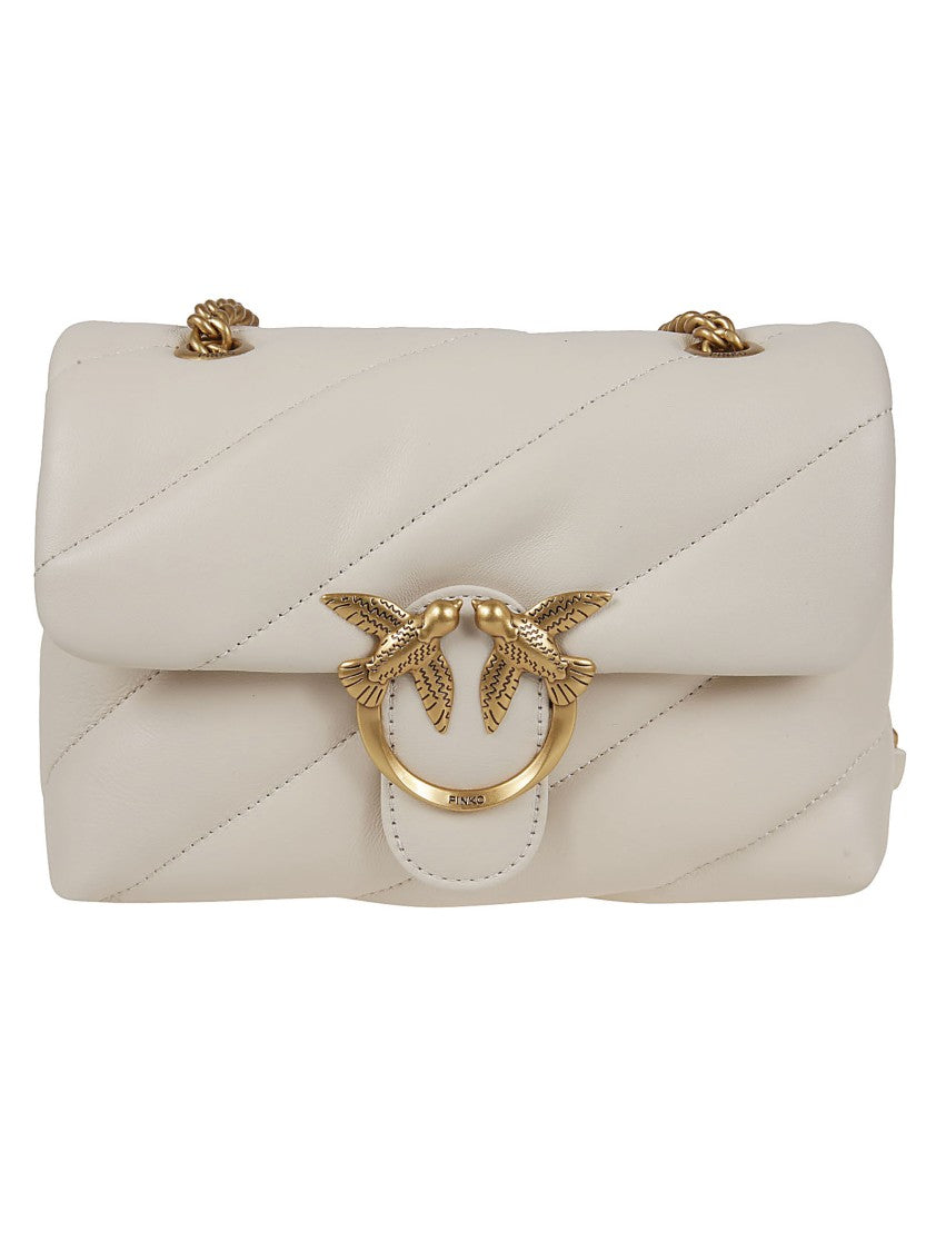 Pinko Quilted Calfskin Shoulder Bag With Gold-Tone Logo Buckle