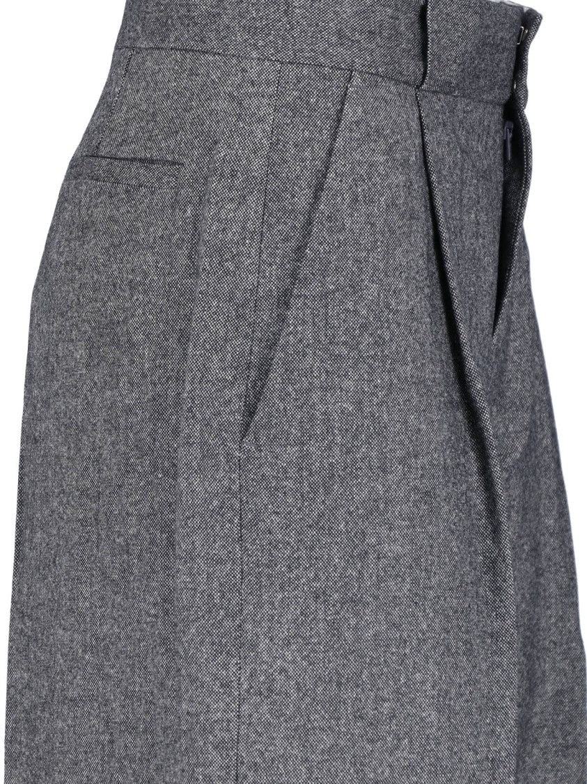 Sa Su Phi Grey Tailored Straight-Leg Virgin Wool Pants