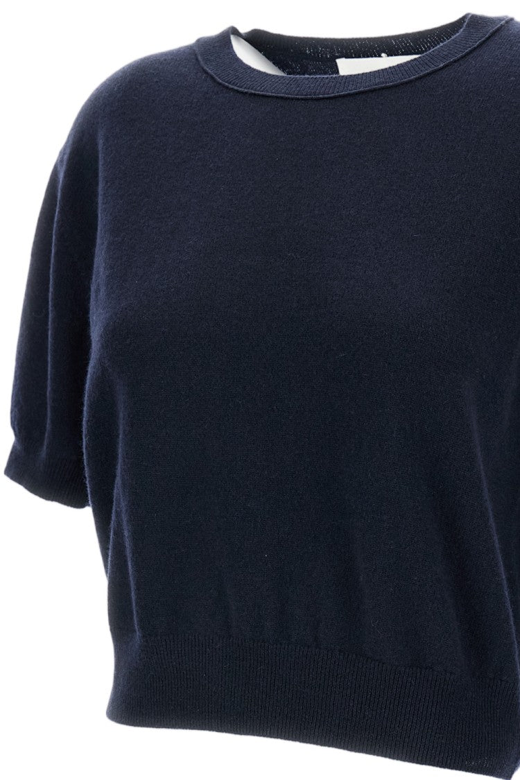 Lisa Yang Cropped Wool Sweater With Puffed Sleeves And Ribbed Detail