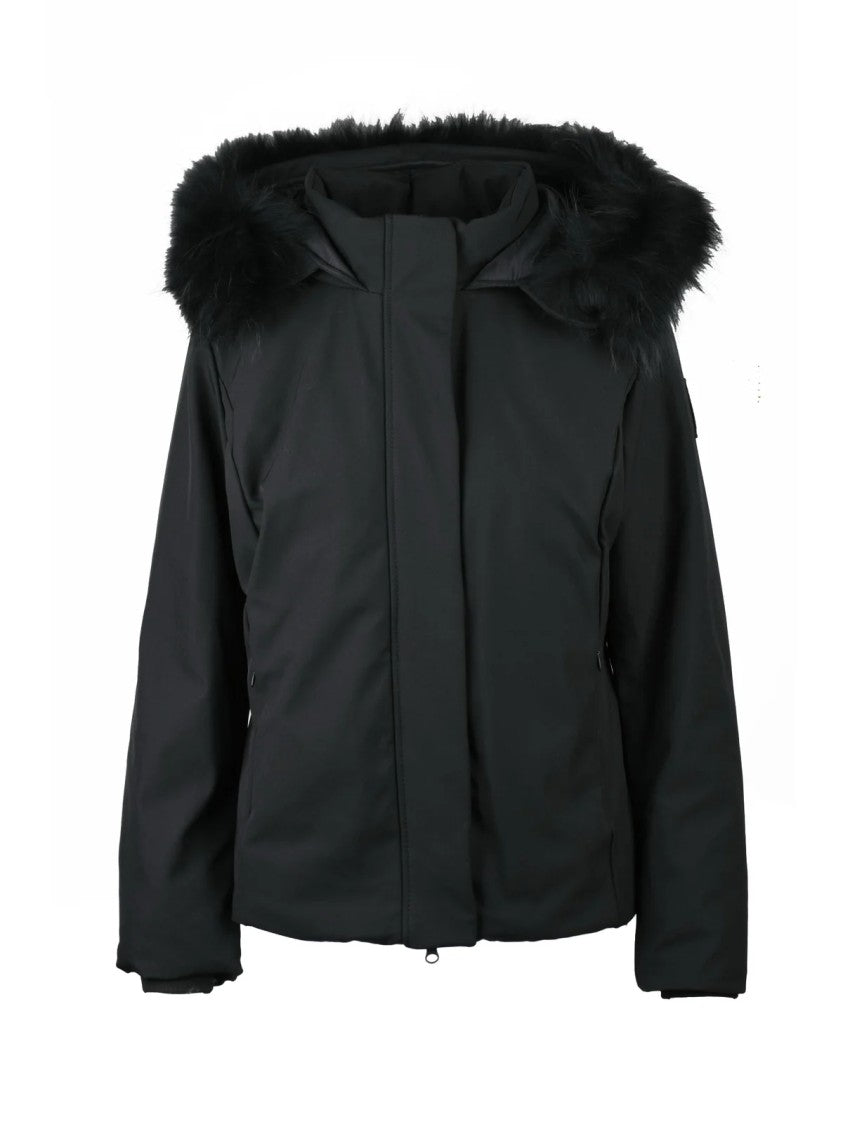 Bomboogie Short Black Coat With Removable Fur Inserts