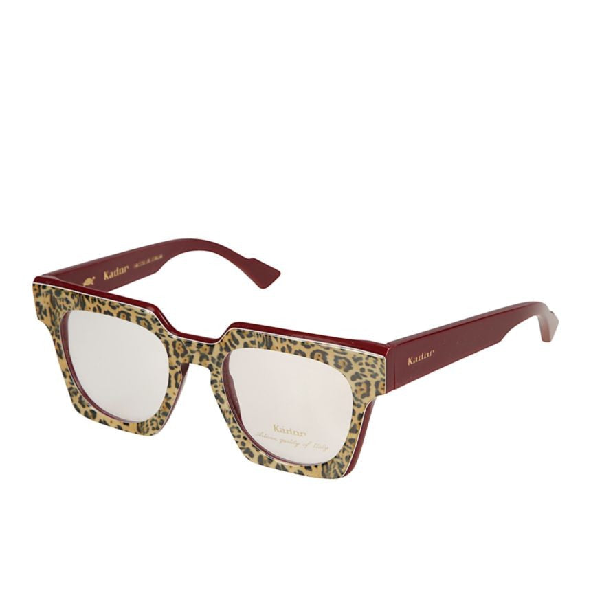 Kador Tanya Leopard Print Square Frame Sunglasses With Burgundy Arms