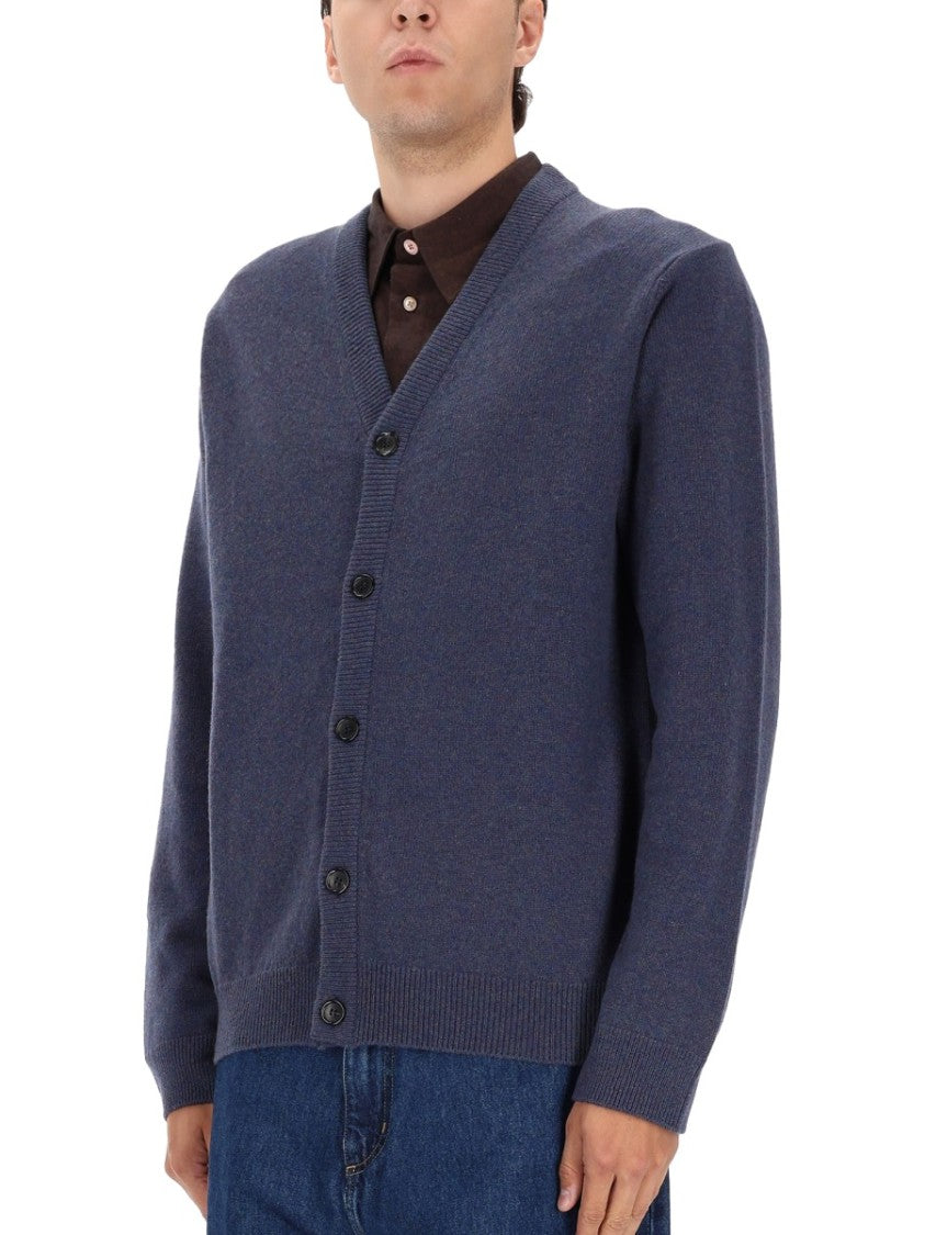Ps Paul Smith Classic Button-Up Cardigan Sweater In Muted Blue
