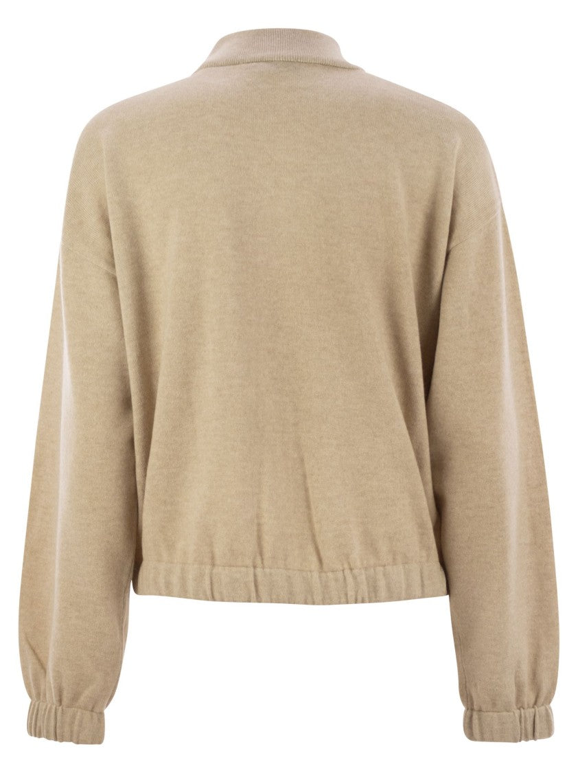 Fabiana Filippi Bomber Jacket In Platinum With Ball Pins