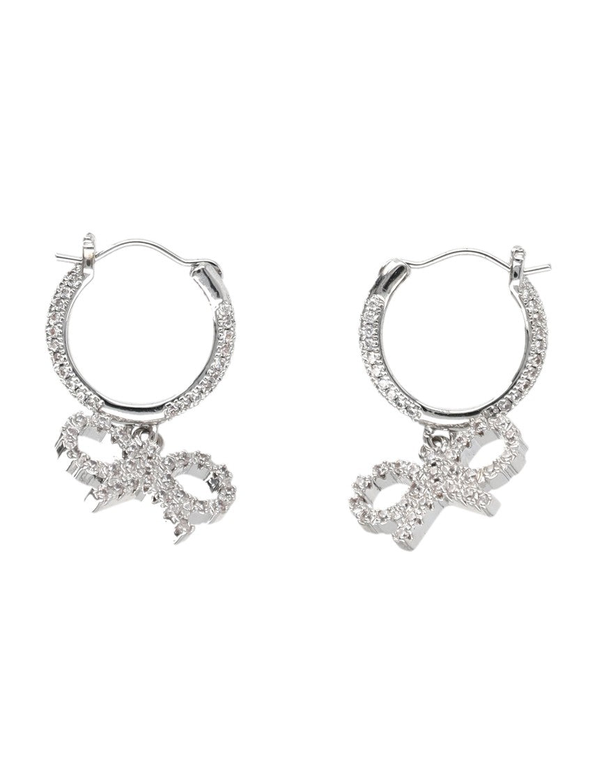 Self-Portrait Crystal Bow Hoop Earrings