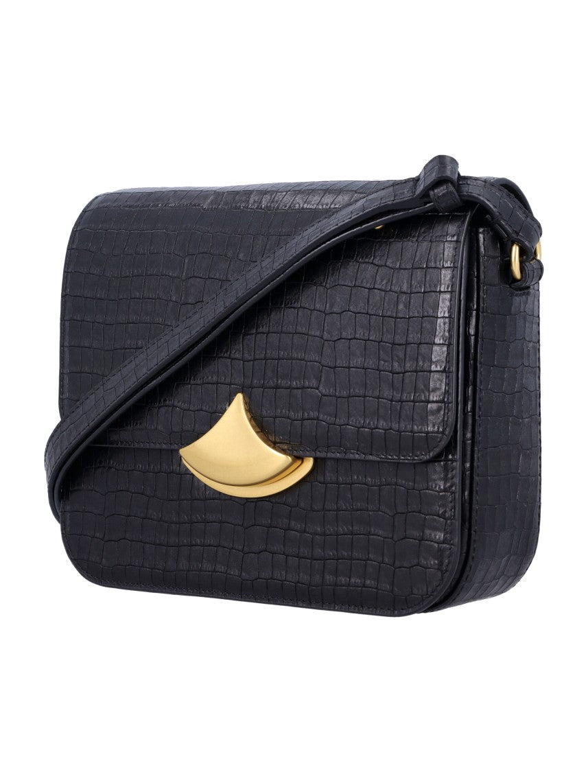 Sessùn Crocodile-Print Leather Box Bag With Magnetic Clasp