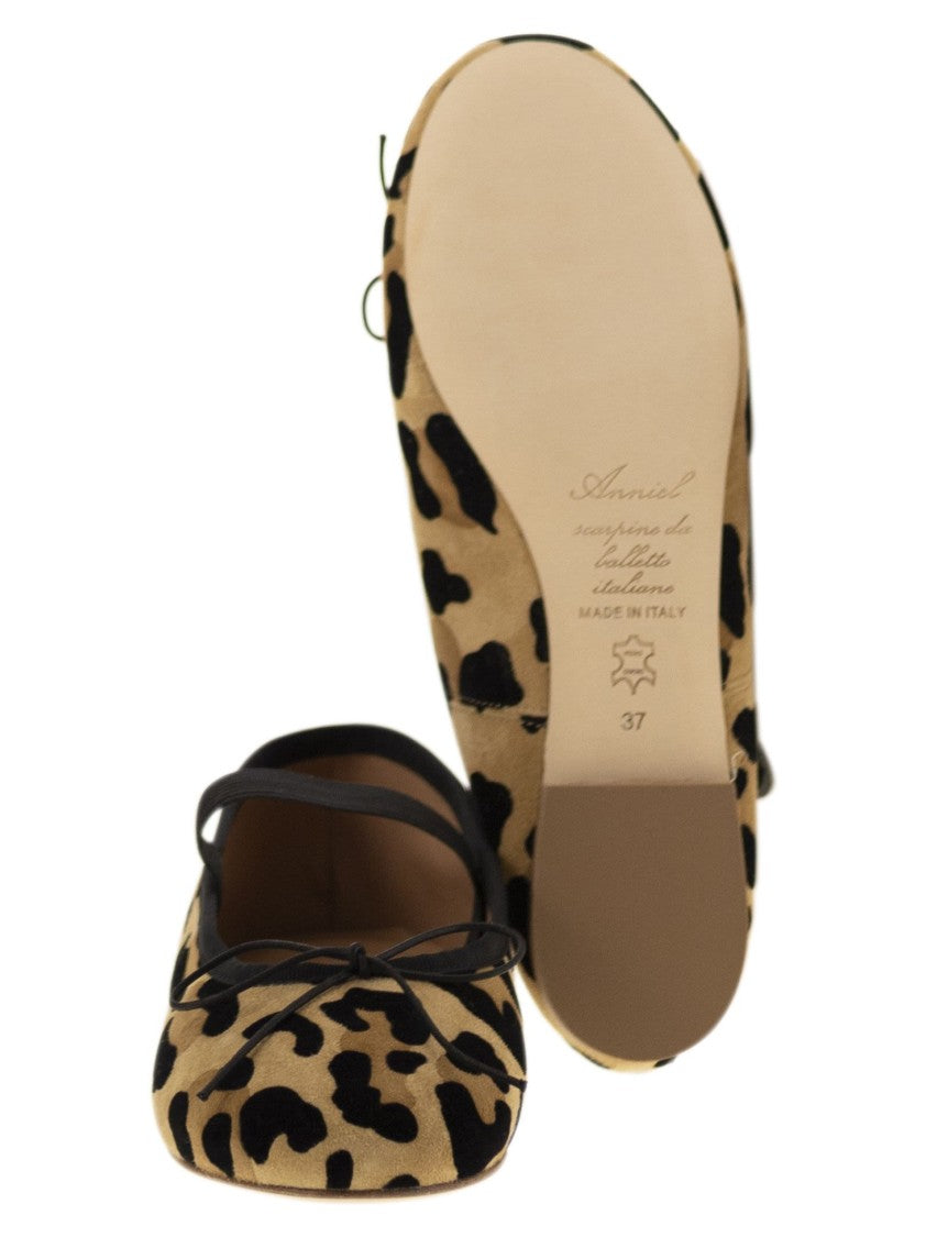 Anniel Leather Ballerina With Animal Pattern