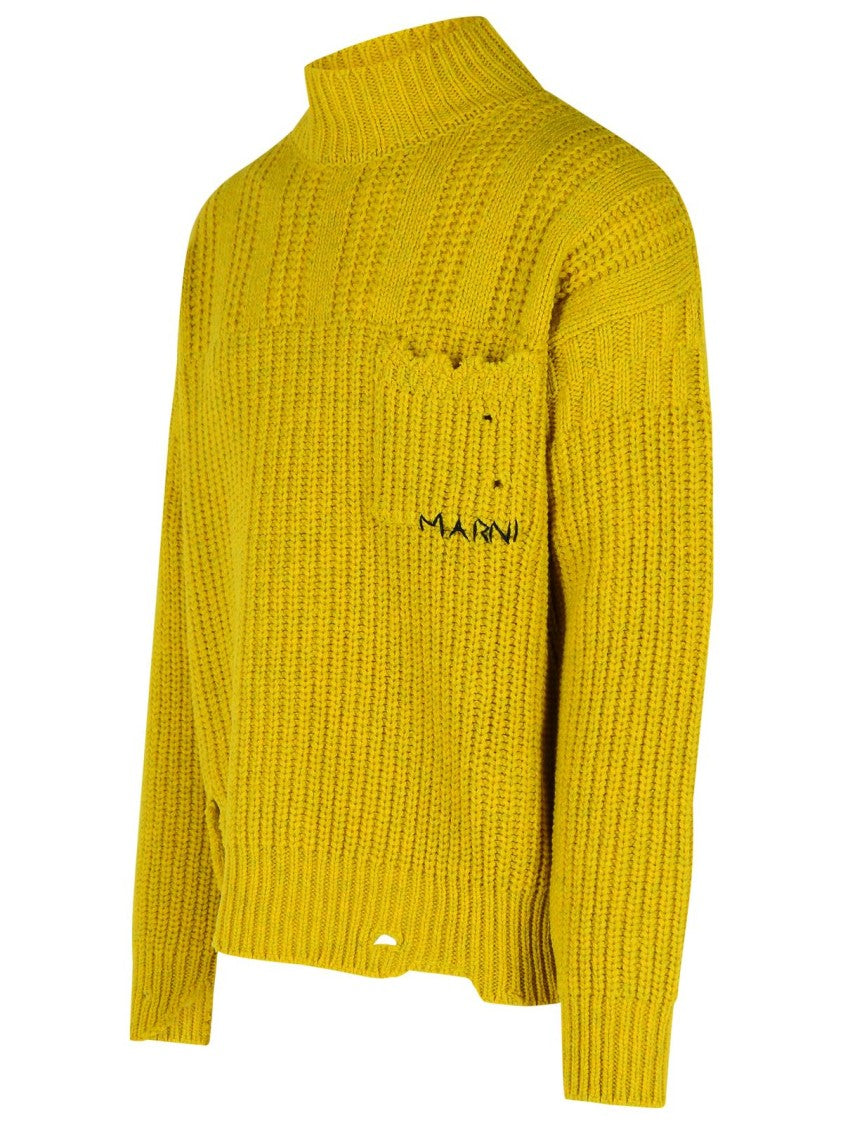 Marni Mustard Virgin Wool Turtleneck Sweater