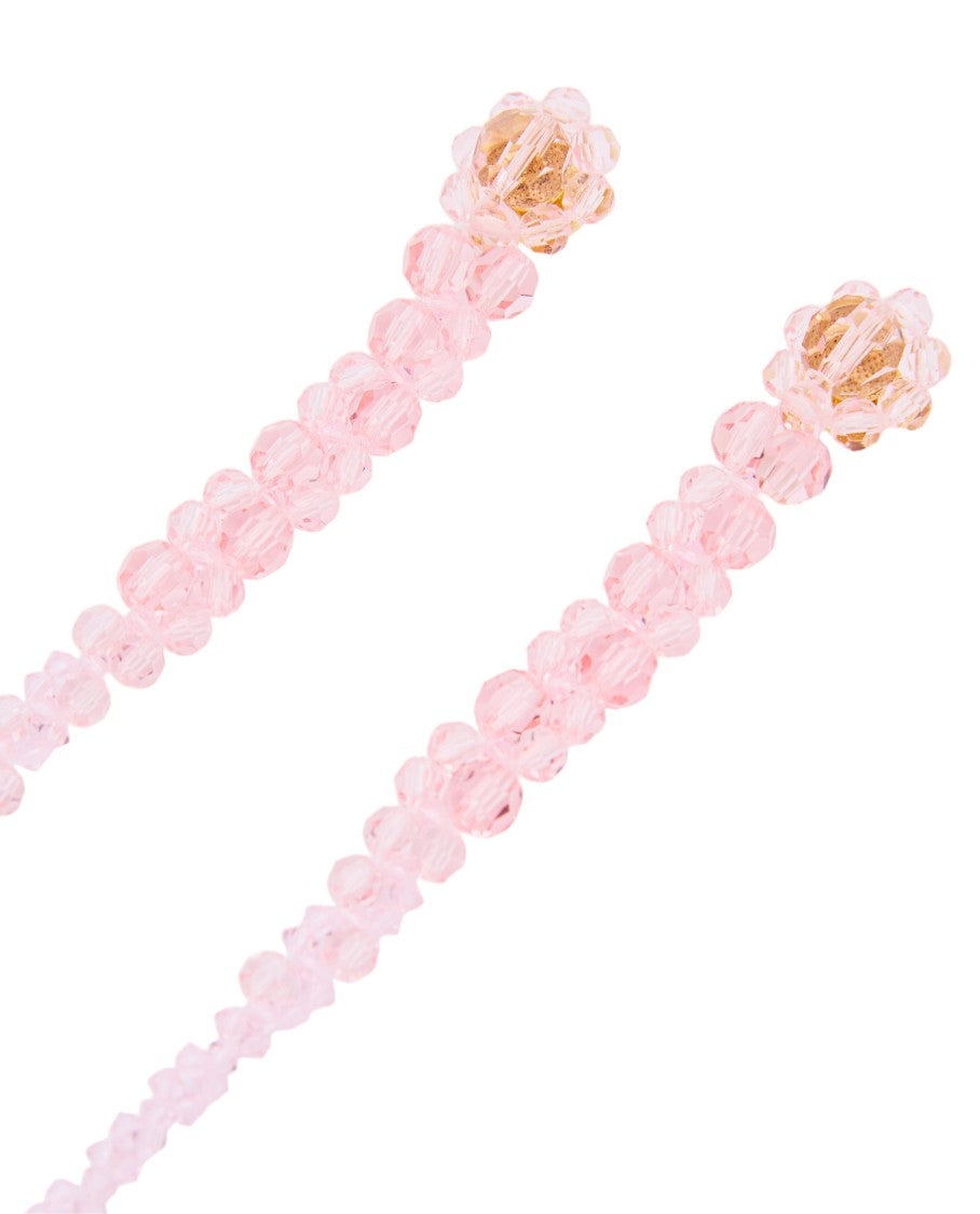 Simone Rocha Pink Round Stones Drip Dangle Earrings
