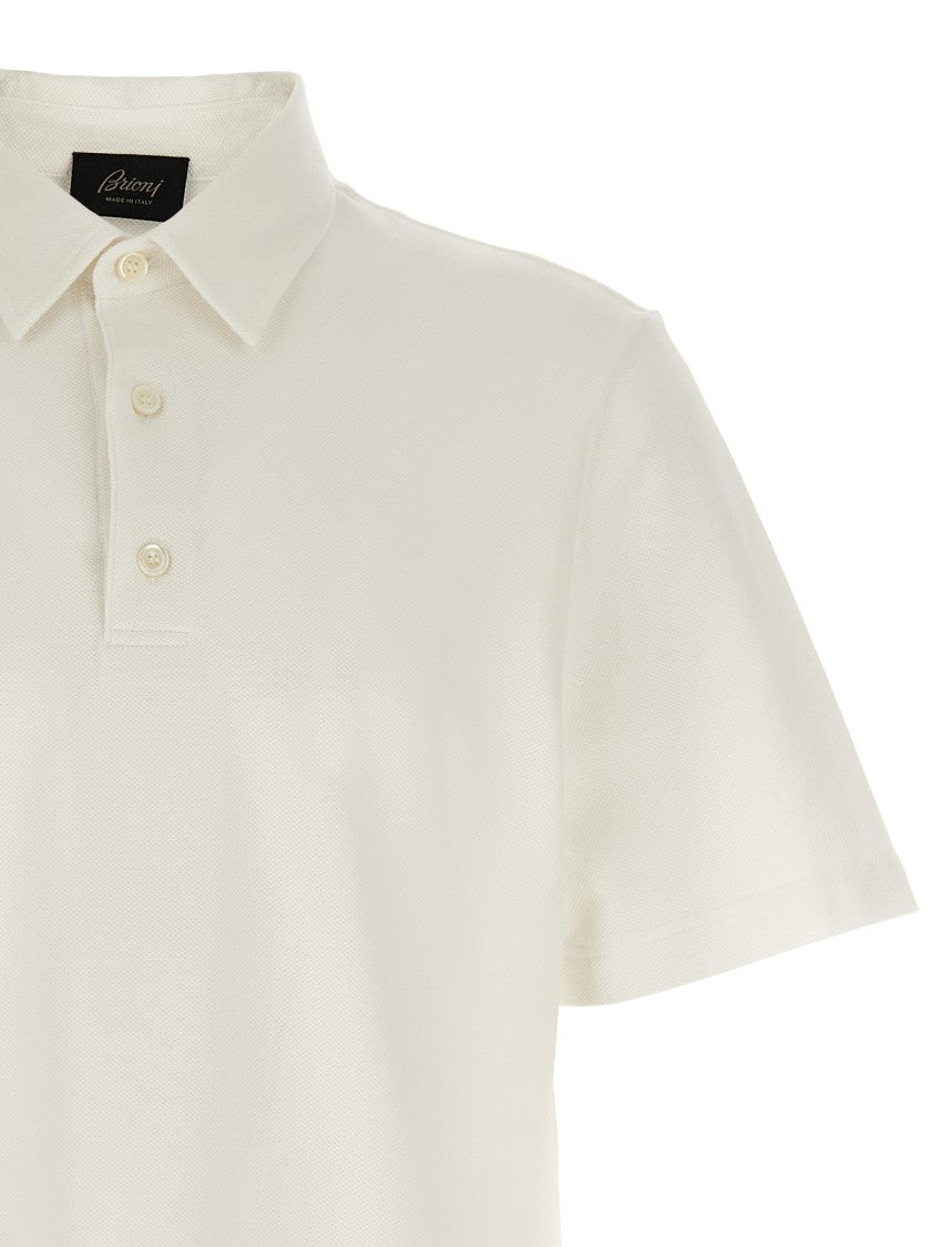 Brioni Piqué Cotton Polo Shirt With Structured Collar