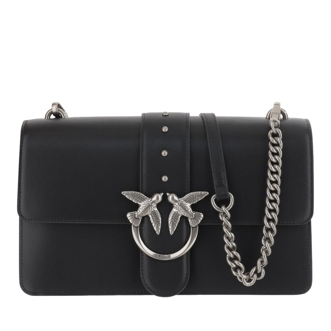 Pinko Black Leather Flap Bag