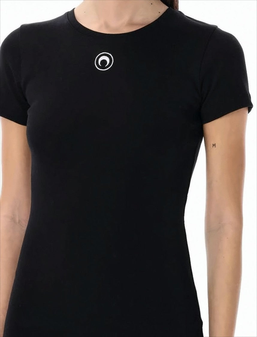 Marine Serre Fitted Mini Dress With Round Neckline