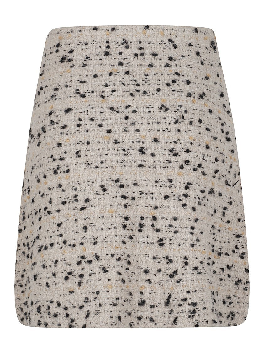 Fabiana Filippi Ecru Textured Thigh-Length Skirt With Side Zip Fastening
