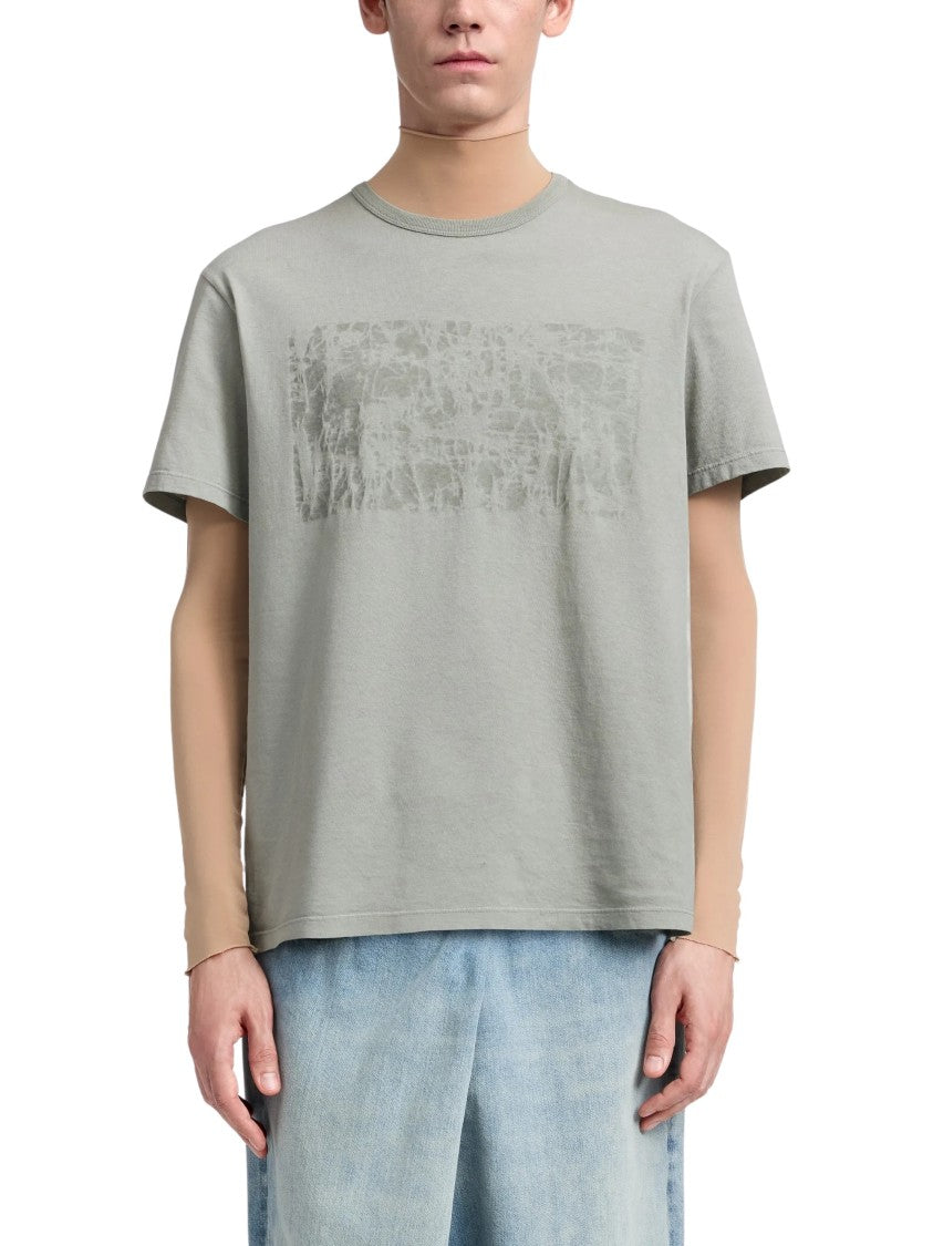 Maison Margiela Grey Wax Printed Cotton T-Shirt