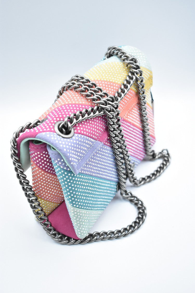 Kurt Geiger Mini Kensington Handbag With Pastel Pattern And Sparkling Studs