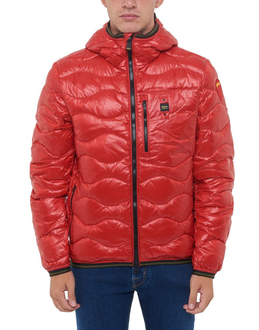 Blauer Red Micro-Ripstop Polyester Wave-Quilted Puffer Jacket