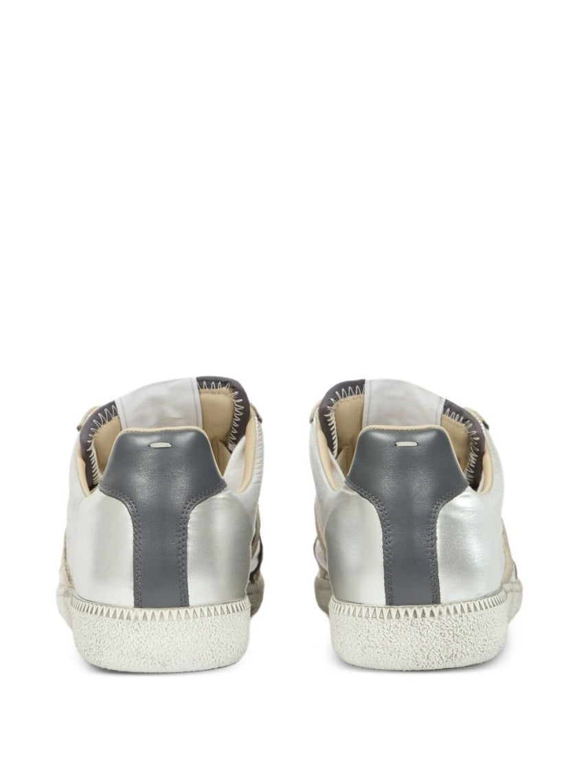 Maison Margiela Gold-Tone Paneled Sneakers With Lace-Up Fastening