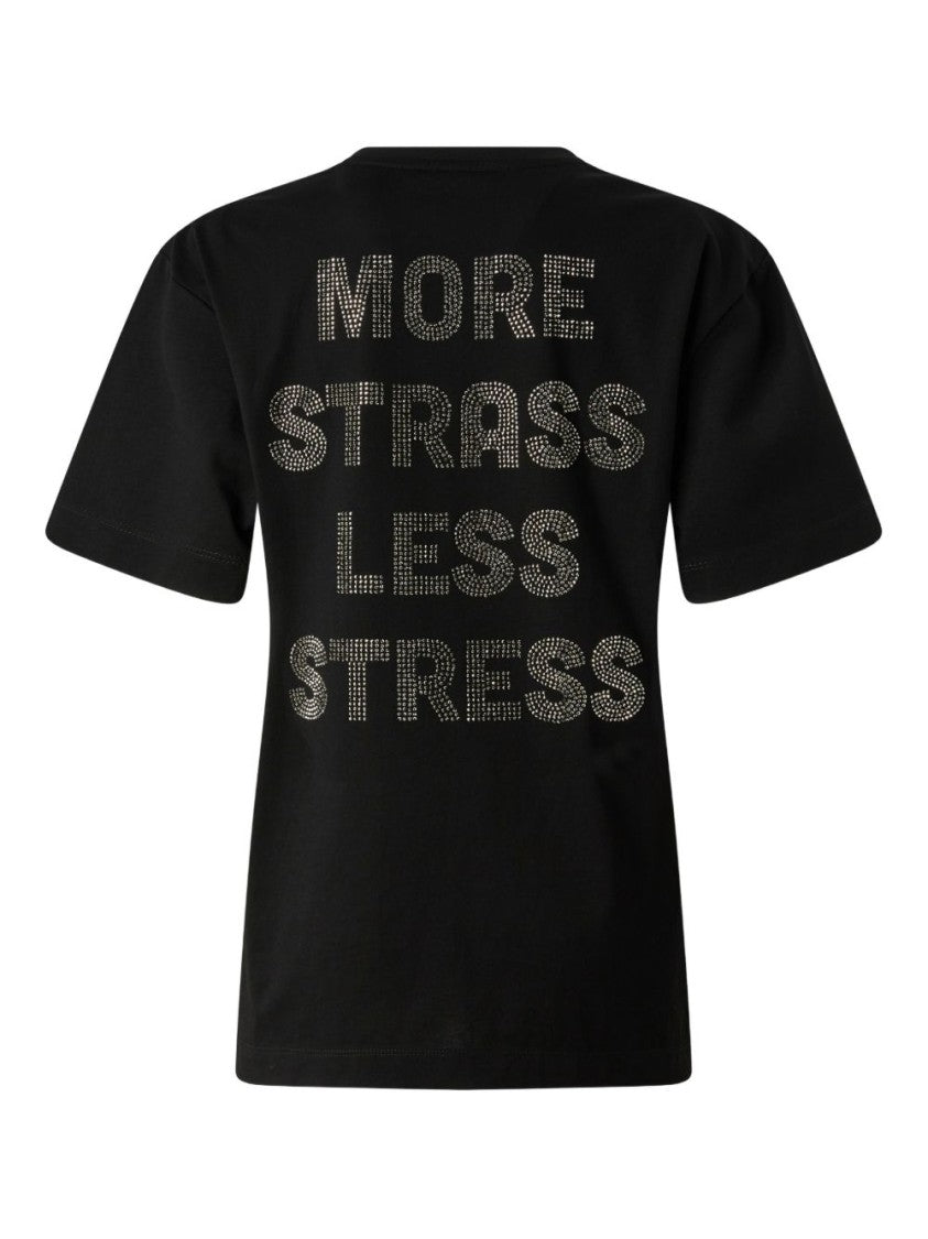 Pinko Limousine Black Strass Cotton T-Shirt