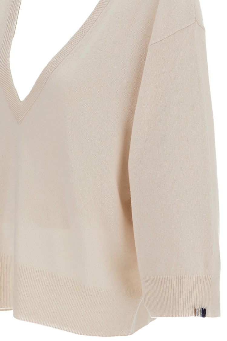 Extreme Cashmere Beige Pearl Cashmere V-Neck Sweater