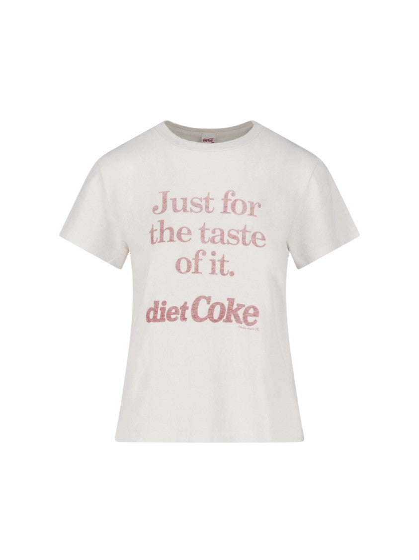 Re/Done White Printed Cotton T-Shirt