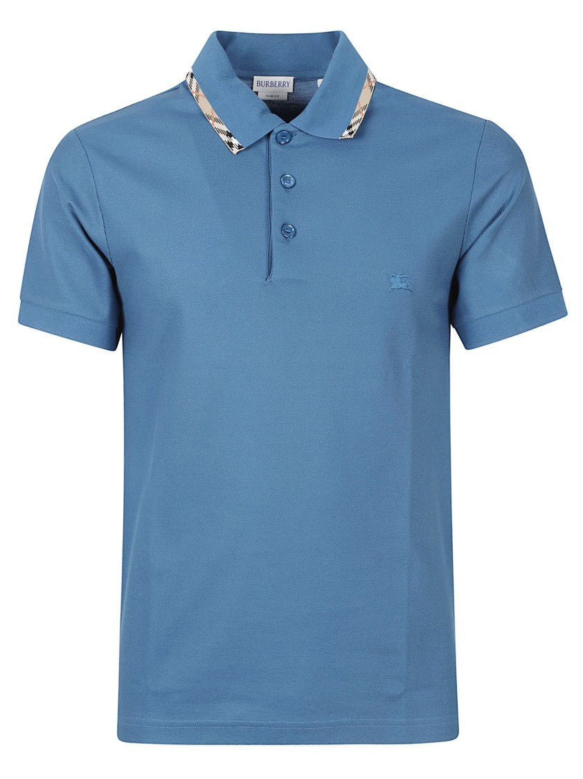Burberry Short-Sleeve Polo Shirt With Check Pattern Accents