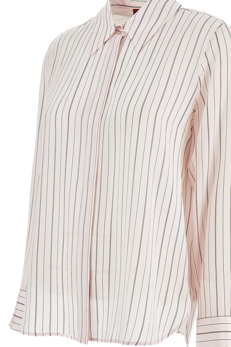 Max Mara Pinstripe Silk Shirt With Concealed Placket