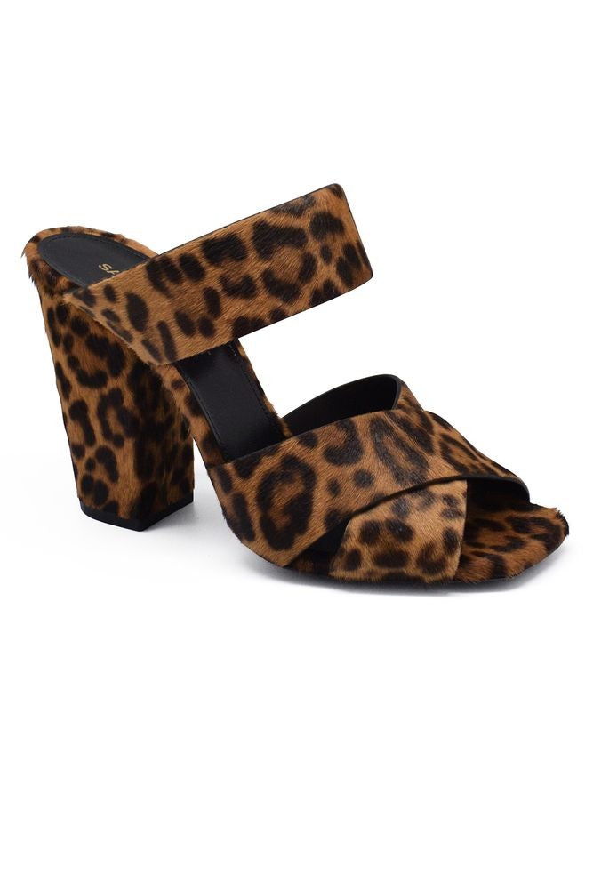 Saint Laurent Leopard Print Poulain Strap Sandals