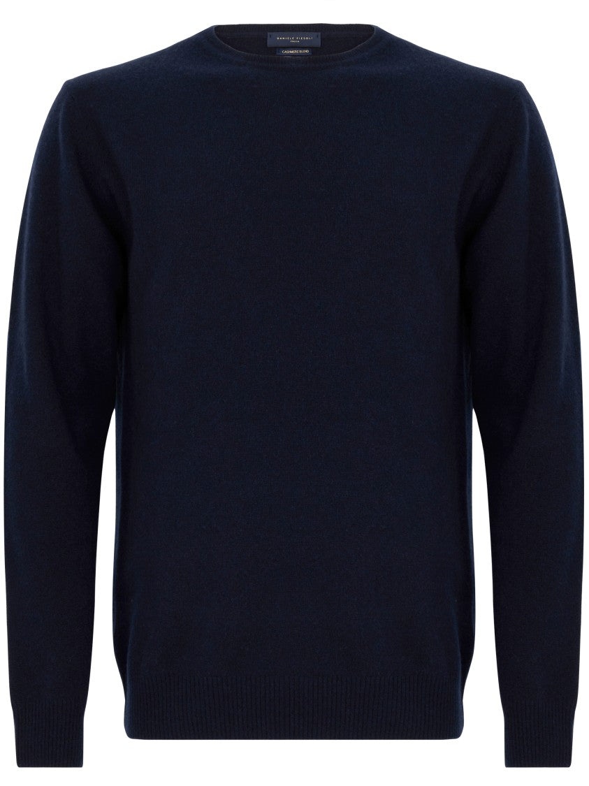 Daniele Fiesoli Navy Blue Wool/Cashmere Blend Crew Neck Sweater
