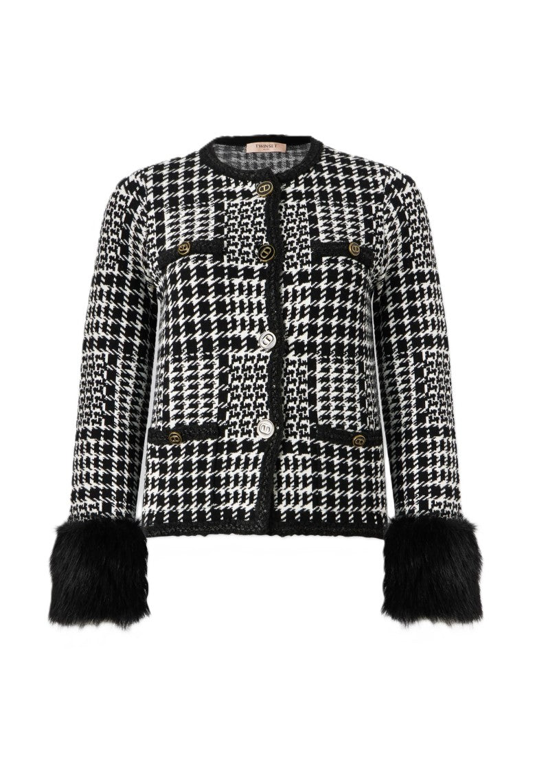 Twin-Set Knit Jacket With Sophisticated Jacquard Design