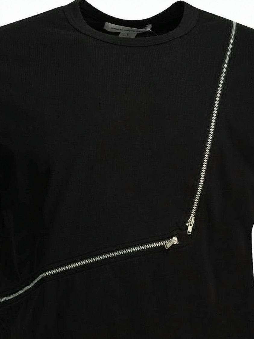 Comme Des Garçons Short-Sleeve T-Shirt With Diagonal Zipper Detail
